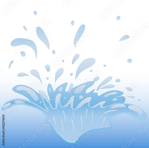Splash of water. Drops flying in the air, water splashes