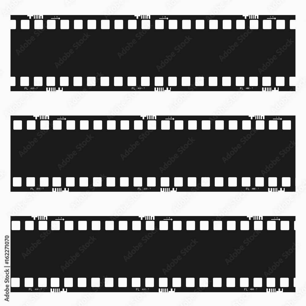 film, movie, photo, filmstrip set of film frame, vector illustration