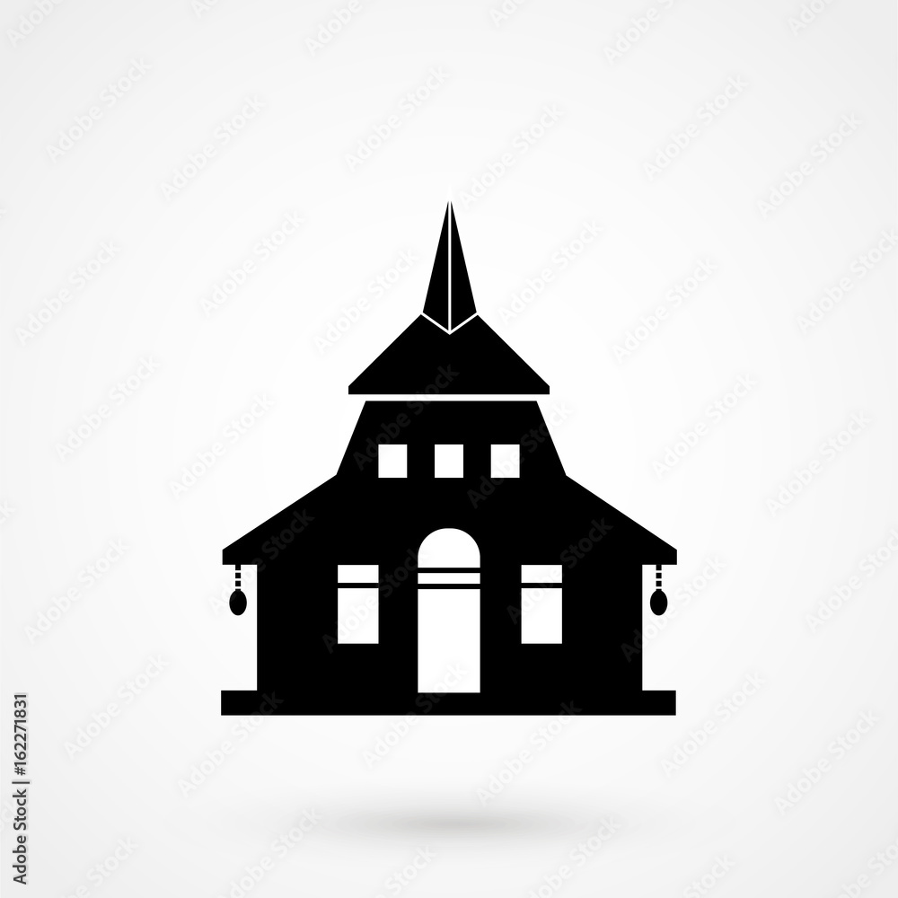 Buddhist temple icon in flat style on a white background vector illustration
