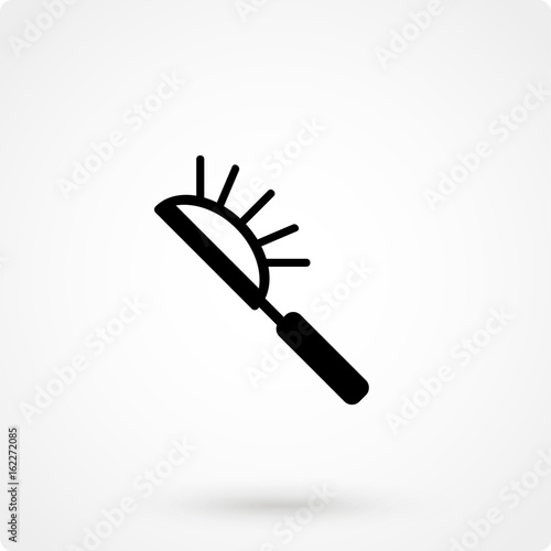 Hairbrush, comb flat linear long shadow icon. Hairstyle. Vector outline symbol