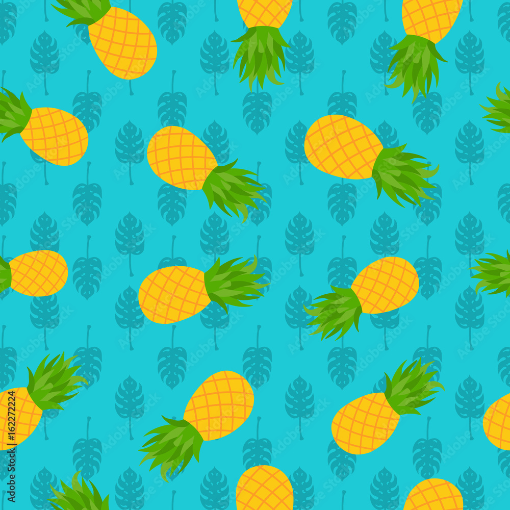 Pineapple tropical seamless pattern for summer Pineapple tropical seamless pattern for summer