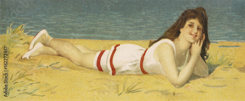 Canvastavla Bathing Beauty Vienne. Date: circa 1910