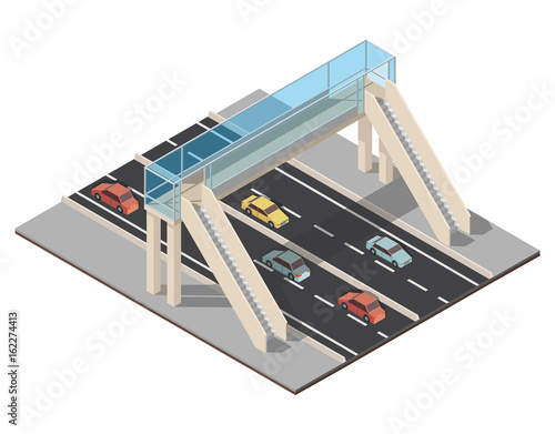 Isometric highway traffic vector illustration
