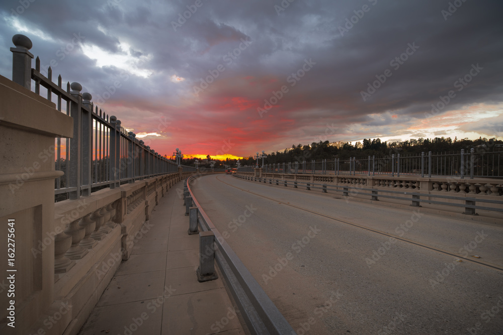 The Colorado Street Bridge over the Arroyo Seco in Pasadena at Dusk