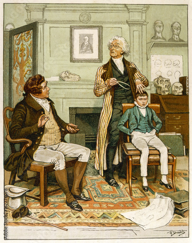 Принти на полотні Phrenology: boy is examined by a phrenologist  c