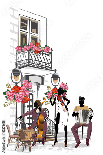 Series of the streets with musicians in the old city. 