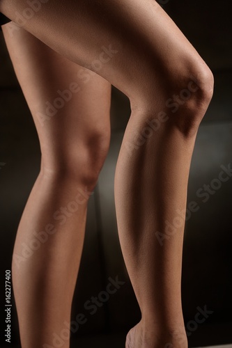 Closeup photo of female legs