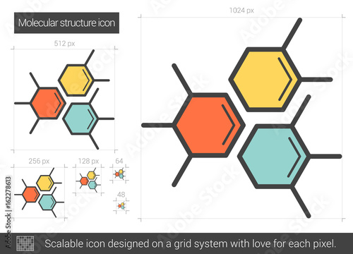 Molecular structure line icon.