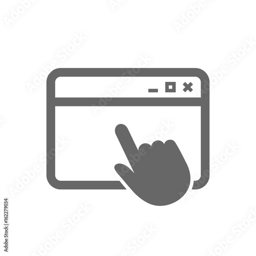 Click page icon. Browser window symbol. Website or internet sign. Isolated flat icon on white background. Vector