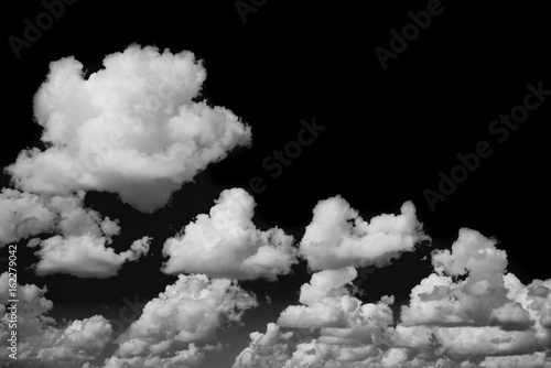 Black sky and white clouds isolated