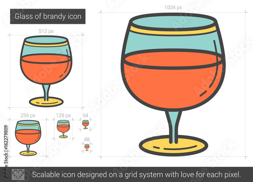 Glass of brandy line icon.