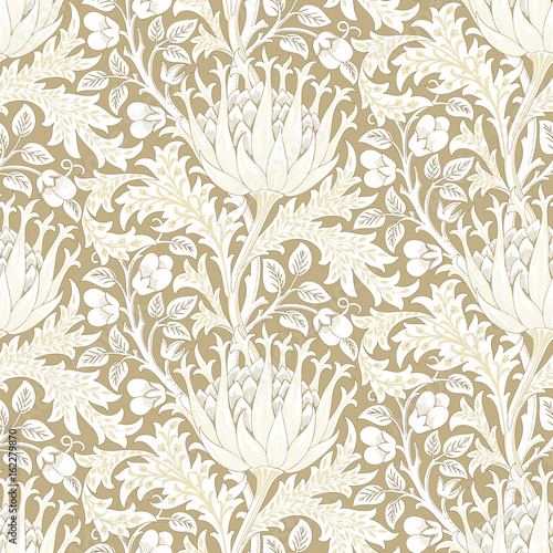 Floral seamless pattern. Modern seamless pattern for interior decoration, wrapping paper, graphic design and textile. Vector illustration. Backgrounds.