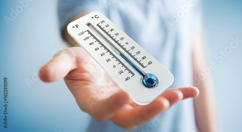 Wallpaper Mural Businessman checking the temperature drop 3D rendering Torontodigital.ca