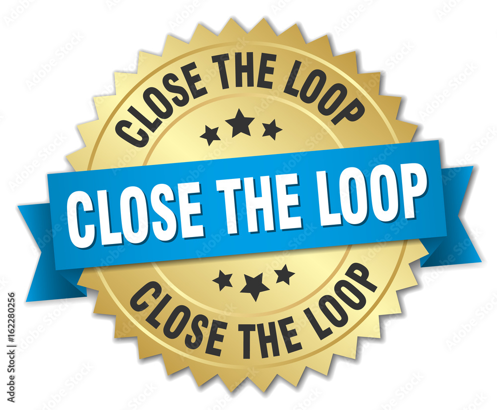 close the loop round isolated gold badge close the loop round isolated gold badge