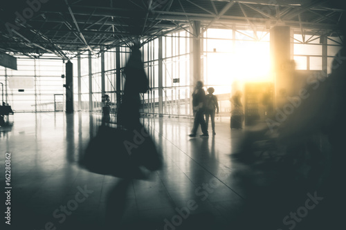 Travelers moving around the Airport