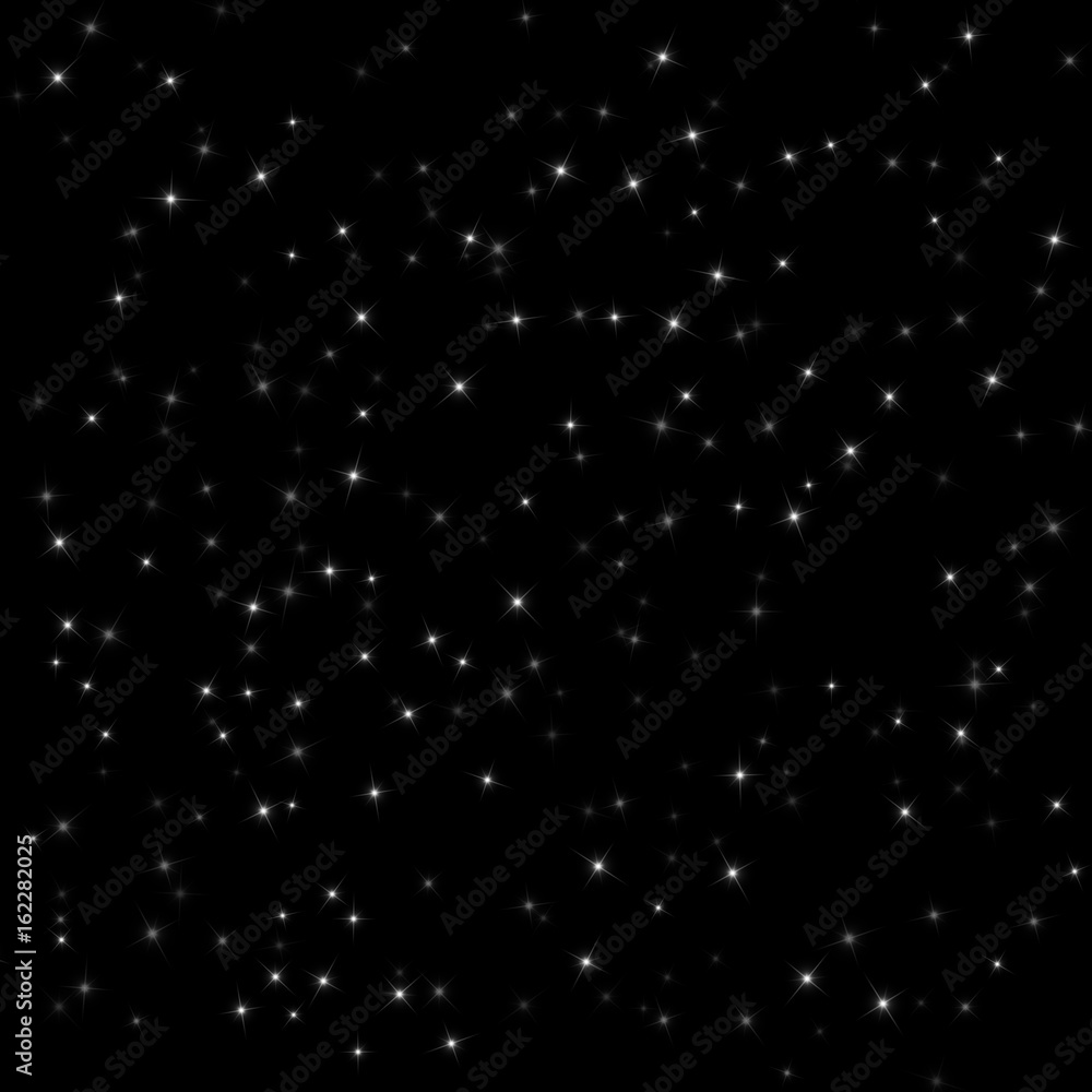 Vector pattern of a dark night sky with stars Vector illustration