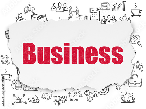 Business concept: Business on Torn Paper background