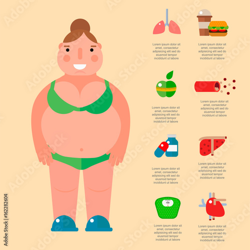 Lose weight by jogging infographic elements and health care concept flat vector illustration