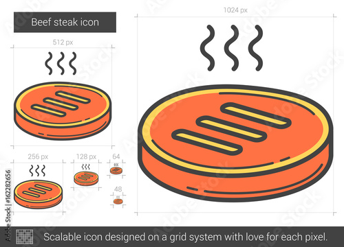 Beef steak line icon.