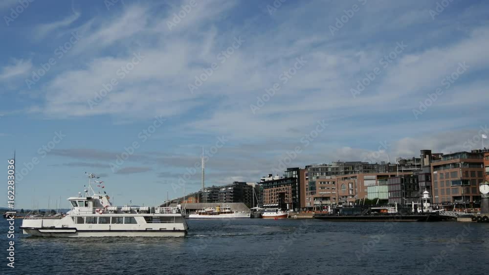 Ferry leaving in the harbor of Oslo, Norway Ferry leaving in the harbor of Oslo, Norway