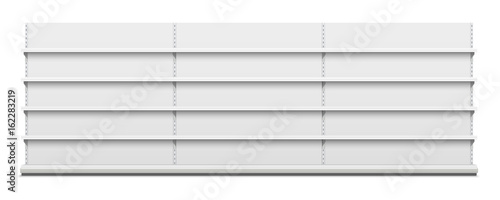 White empty vector store shelves.
