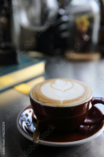 cappuccino coffee on dark background