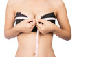 Women's breast measure, isolated for white background.