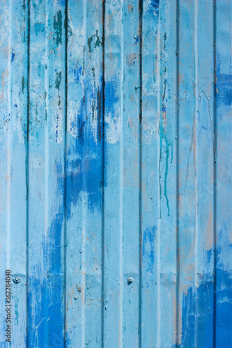 Texture of old metal plate painted with blue dye