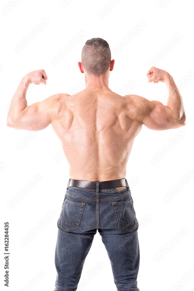 fit muscular man posing isolated in white fit muscular man posing isolated in white