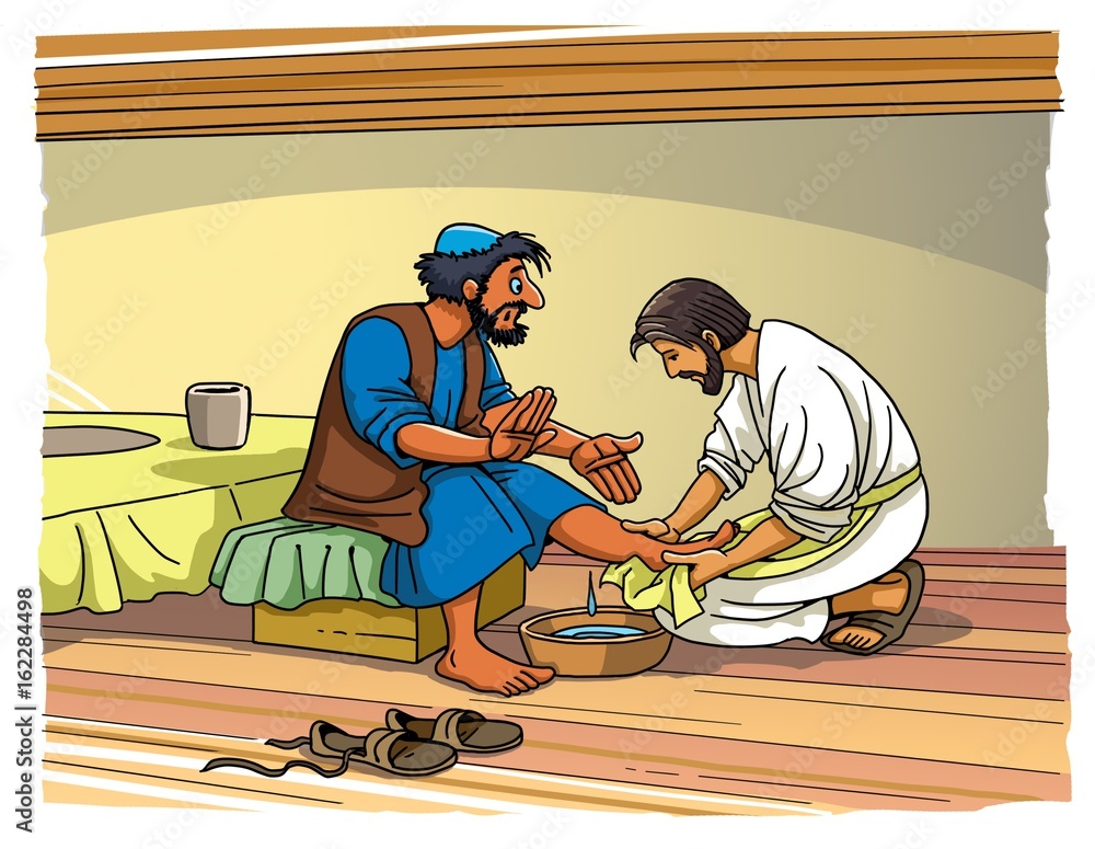 Jesus Christ washes the feet of his disciples Peter Stock Illustration ...