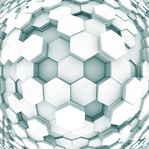 design element. 3D illustration. rendering. abstract hexagon black and white background