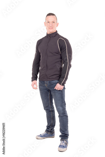 handsome man posing isolated in white