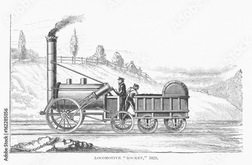 Fotografie George Stephenson's locomotive  the Rocket. Date: 1829