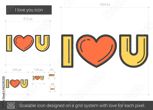 I love you line icon.