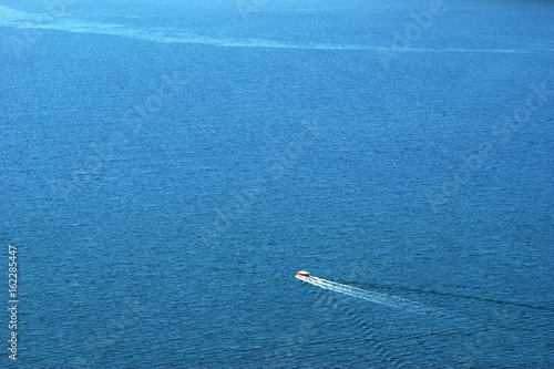 A small boat sailing along the Adriatic Sea