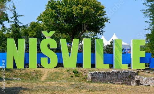 Nisville jazz festival sign in Nis fortress, Serbia photo