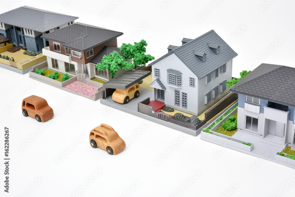 Φωτογραφία 住宅街のイメージ - 木製の車とミニチュアハウス