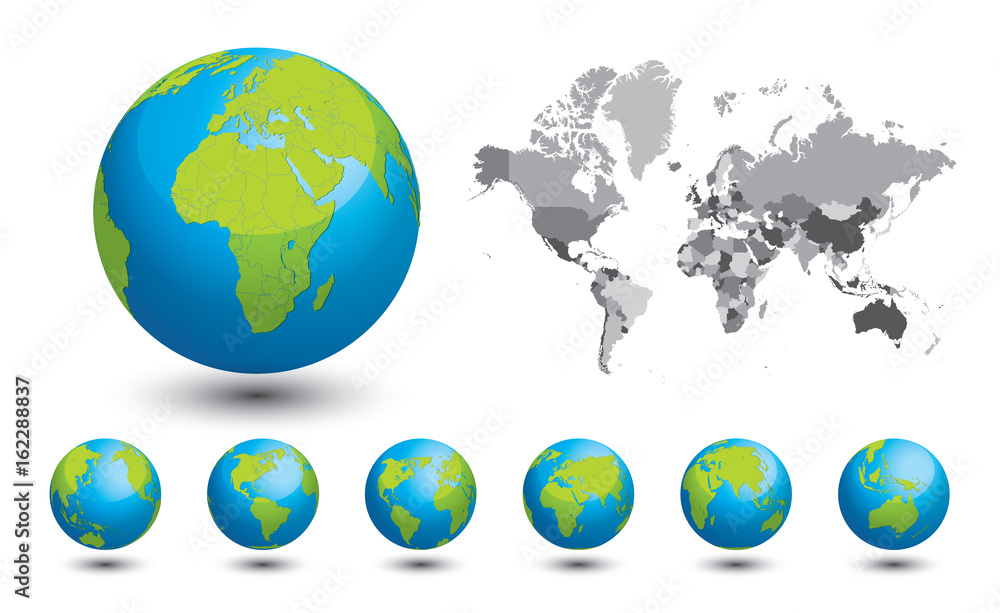 Map Of The World Black And White Continents
