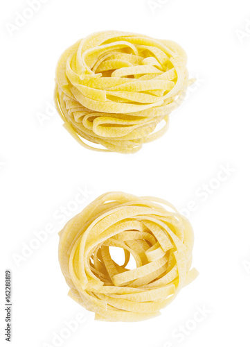 Egg pasta nest isolated on white background