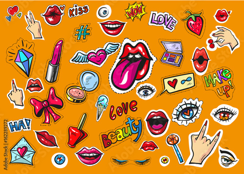 Fashion patch badges pop art