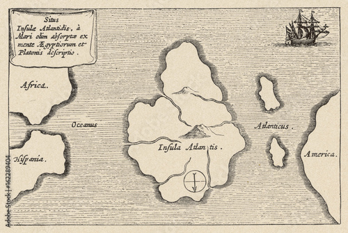 Foto Map of Atlantis - Kircher. Date: 17th century.