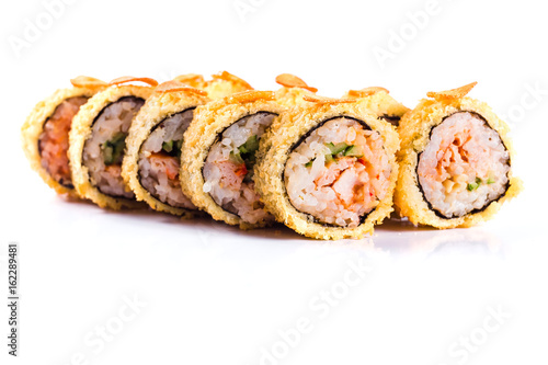 Wallpaper Mural sushi rolls on white background isolated. Traditional Japanese cuisine Torontodigital.ca