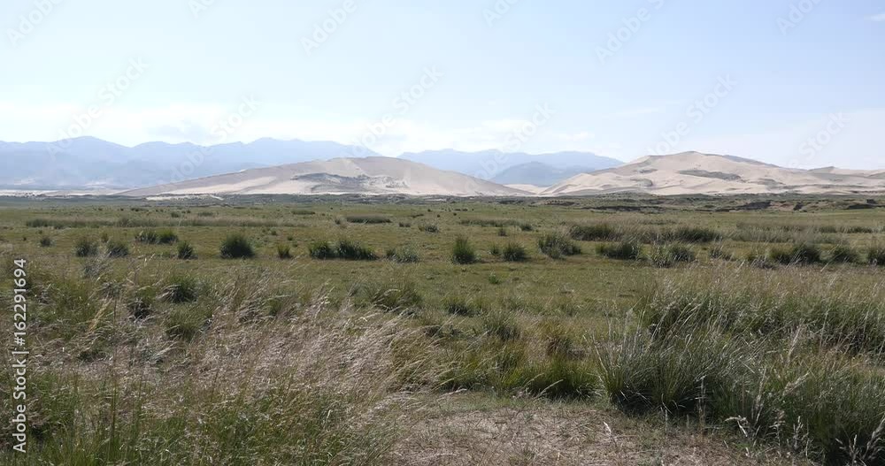 4k far away desert sand dunes & grassland scenery,plateau landform,Qinghai,northwest China. 4k far away desert sand dunes & grassland scenery,plateau landform,Qinghai,northwest China.