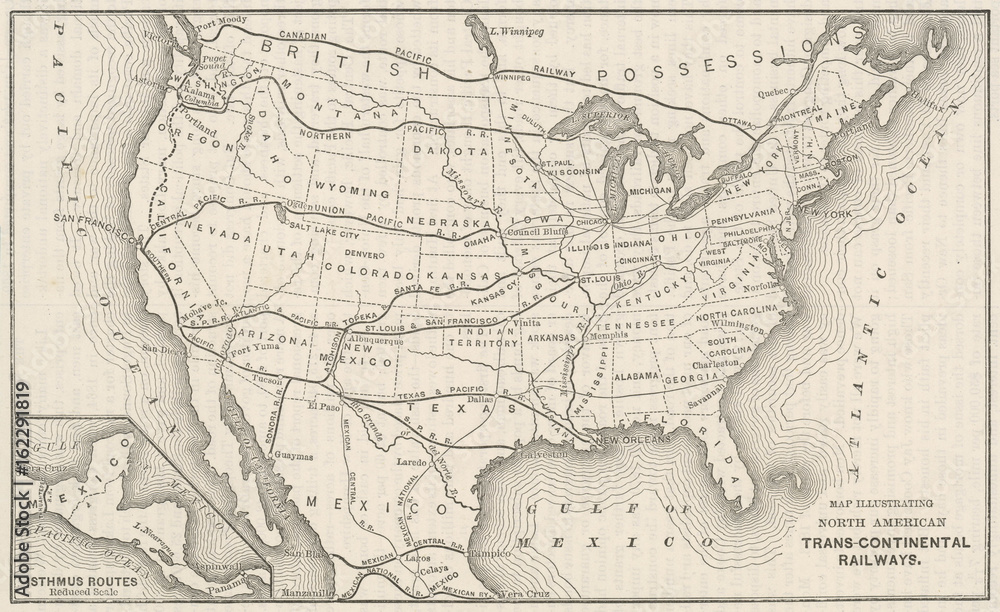 USA Railway Map. Date: 1883