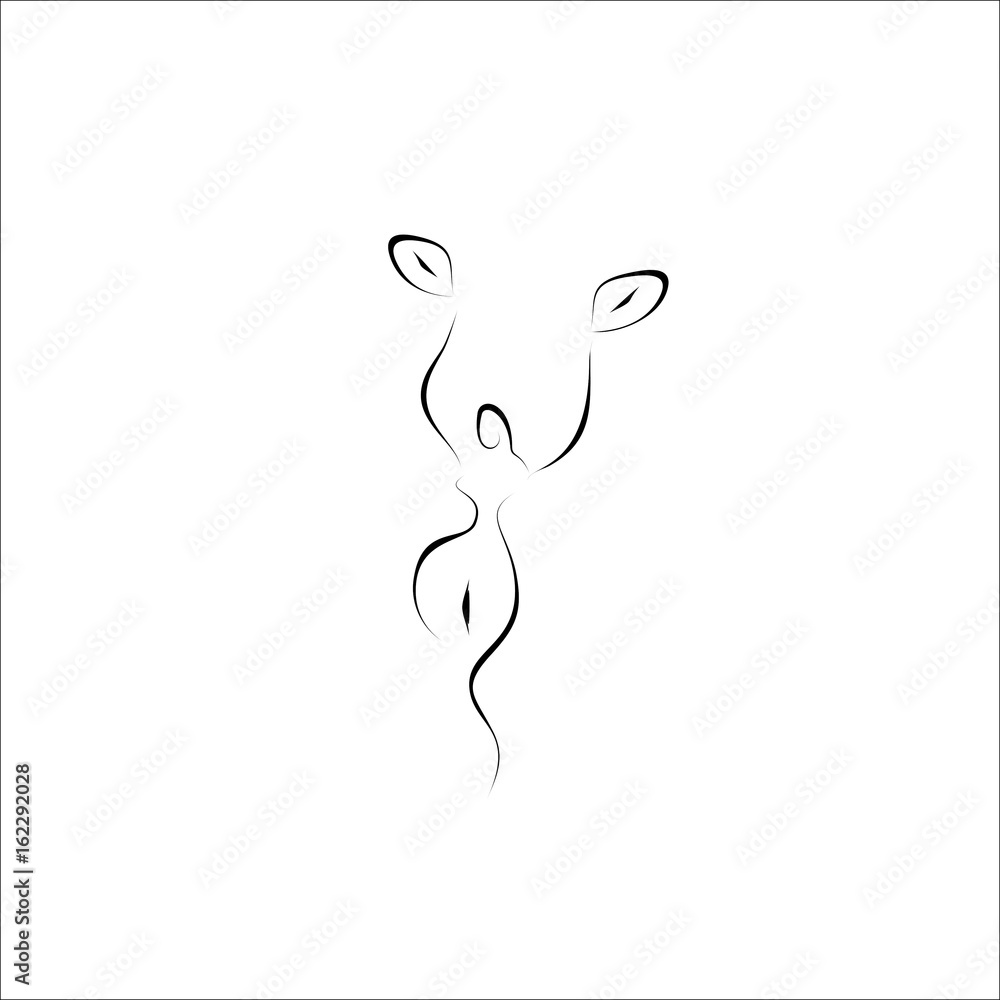 Fototapeta premium woman nature vector line icon