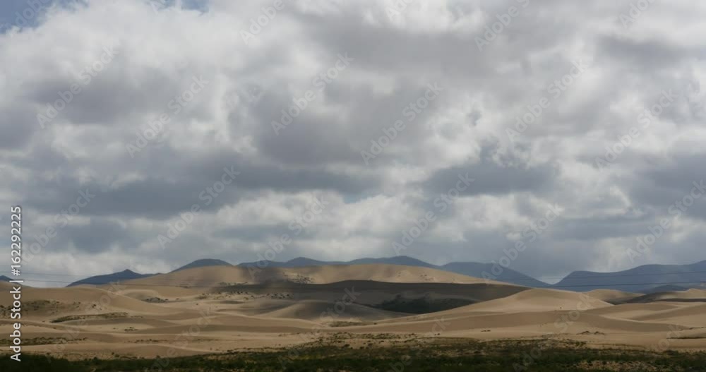 4k panoramic view of desert sand dunes under rolling cloud,plateau landform,Qinghai,northwest China. 4k panoramic view of desert sand dunes under rolling cloud,plateau landform,Qinghai,northwest China.