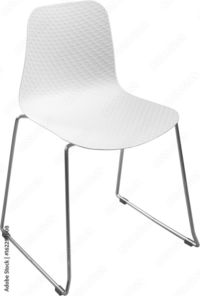 white color plastic chair with chrome legs, modern designer. Chair isolated  on white background. Stock Photo | Adobe Stock