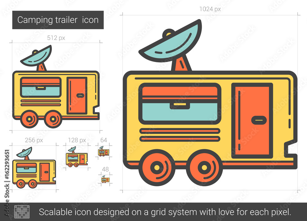 Camping trailer line icon. Camping trailer line icon.