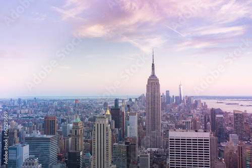 Sunset view New York City from midtown Manhattan