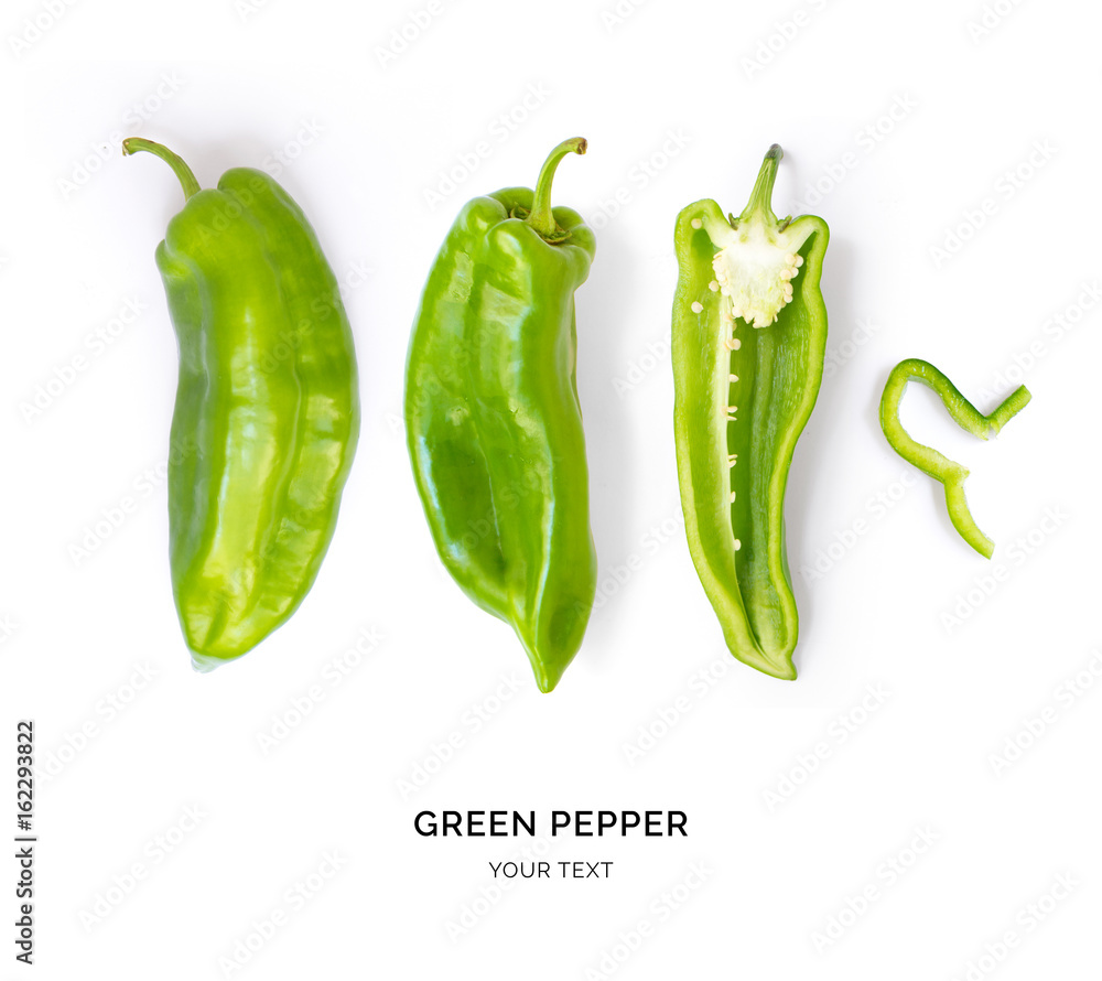 © StudioDFlorez - Creative layout made of green pepper. Flat lay. Food concept.